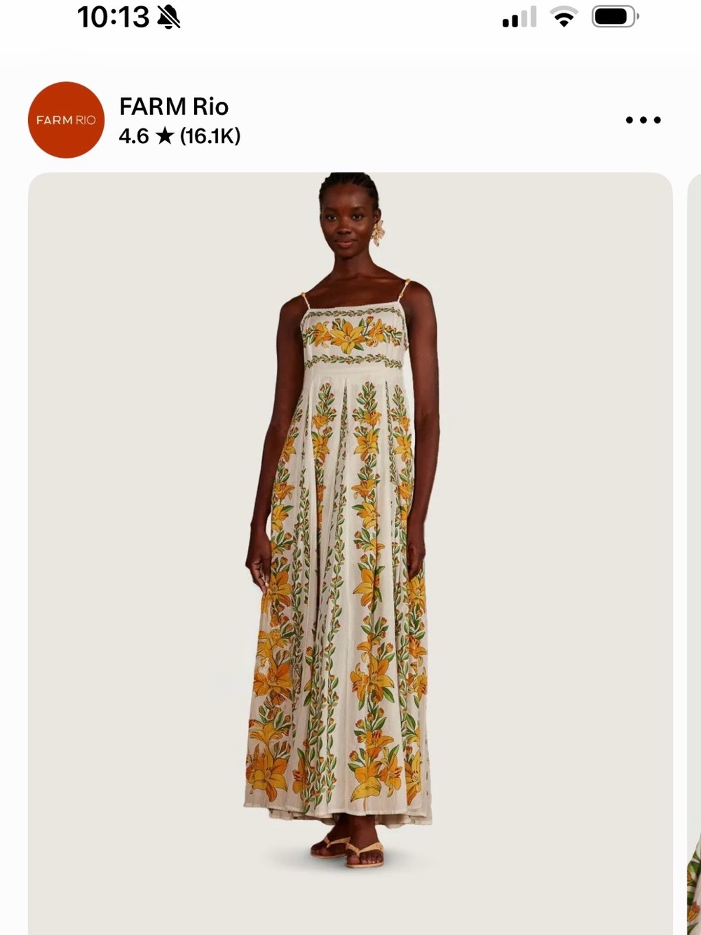 Farm Rio White Maxi Dress with Yellow Floral Print - Picture 3 of 5